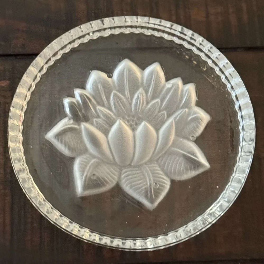Set of 6 Lead Crystal‎ Lotus Coasters West Germany Vintage Glass Drink Bar Cart